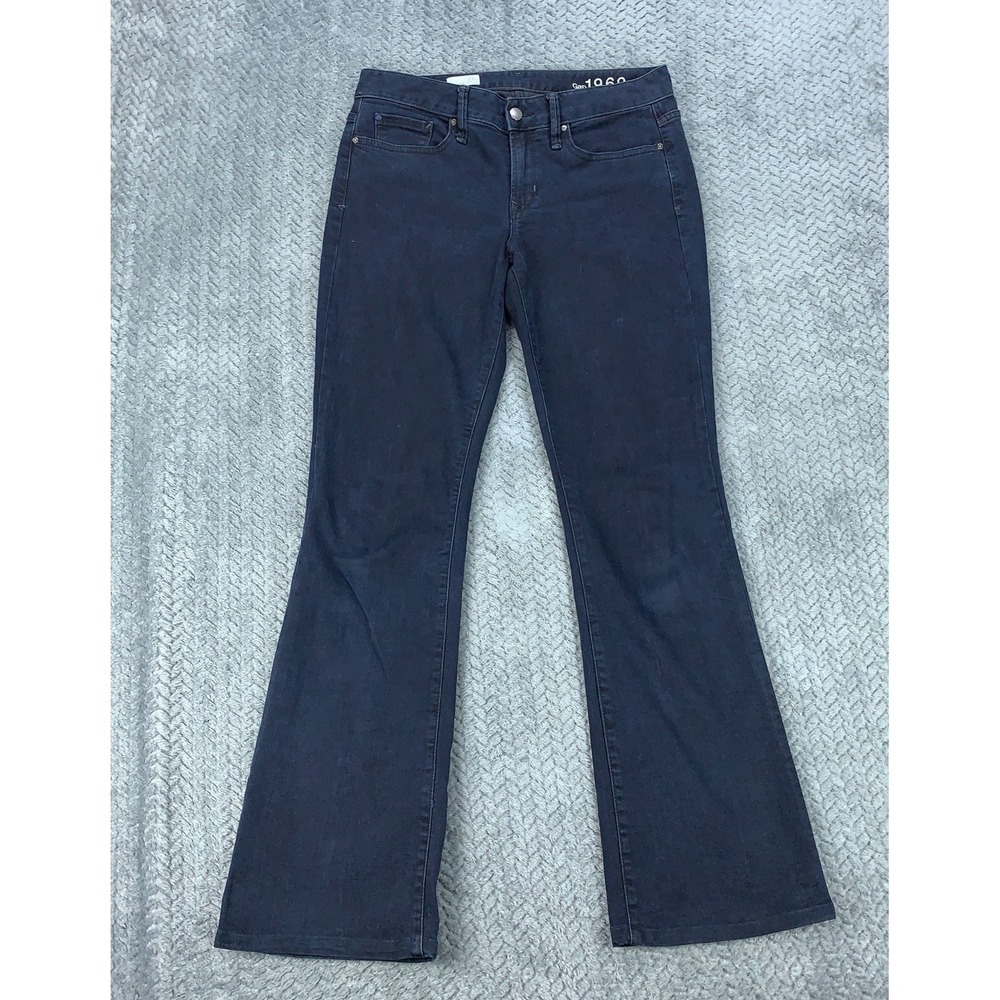 Gap 1969 Long & Lean Jeans Womens 27 Dark Blue Denim Pants‎ Flare Boot Stretch